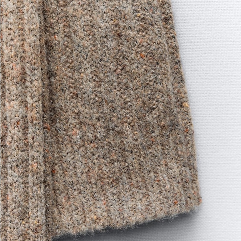 Zara Beige Rib Knit Coat - Picture 4 of 12